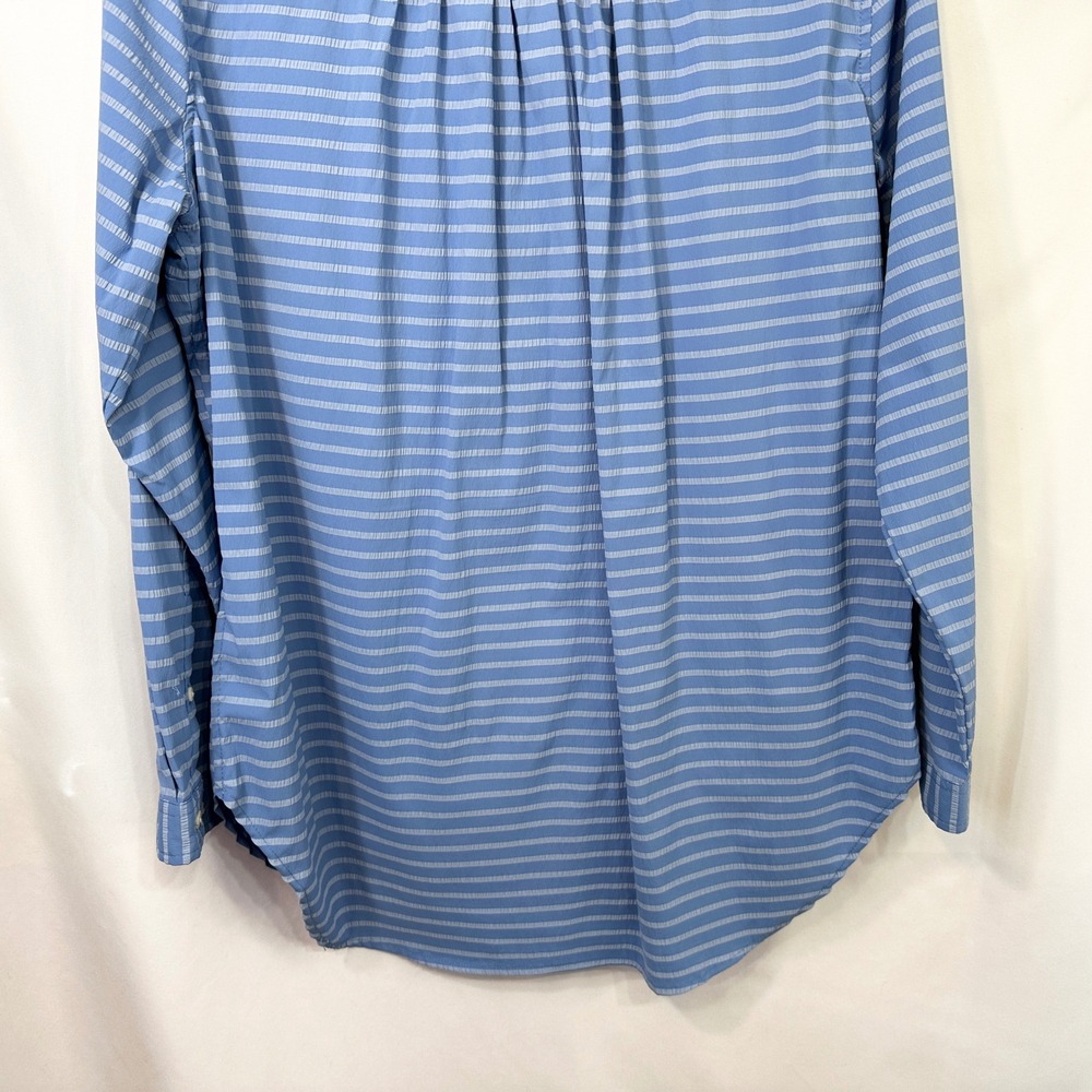 LL Bean XL Top Blue Striped Seersucker Button Down Coastal Preppy Office 990 - Picture 5 of 8